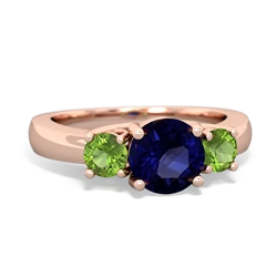Sapphire Three Stone Round Trellis 14K Rose Gold ring R4018