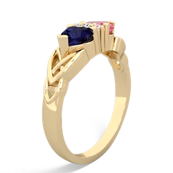 Sapphire Celtic Knot Double Heart 14K Yellow Gold ring R5040
