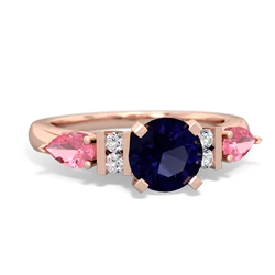 Sapphire 6Mm Round Eternal Embrace Engagement 14K Rose Gold ring R2005