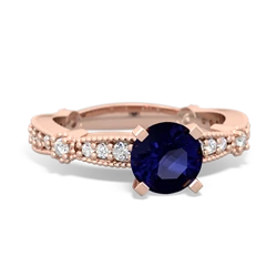 Sapphire Sparkling Tiara 6Mm Round 14K Rose Gold ring R26296RD