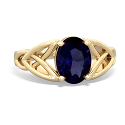 Sapphire Celtic Trinity Knot 14K Yellow Gold ring R2389