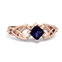 Sapphire Celtic Knot Princess 14K Rose Gold ring R3349