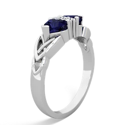 Sapphire Celtic Knot Double Heart 14K White Gold ring R5040