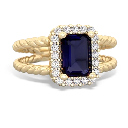 Sapphire Rope Split Band 14K Yellow Gold ring R2628