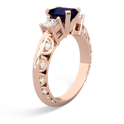 Sapphire Art Deco Diamond 7X5 Emerald-Cut Engagement 14K Rose Gold ring R20017EM