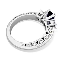 Sapphire Art Deco Diamond 7X5 Emerald-Cut Engagement 14K White Gold ring R20017EM