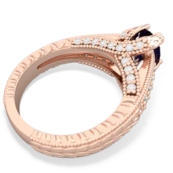 Sapphire Antique Style Milgrain Diamond 14K Rose Gold ring R2028