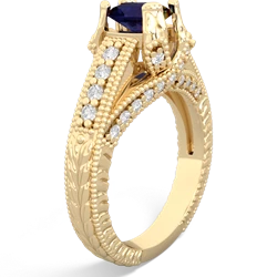 Sapphire Antique Style Milgrain Diamond 14K Yellow Gold ring R2028