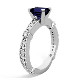 Sapphire Sparkling Tiara 7X5mm Emerald-Cut 14K White Gold ring R26297EM