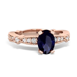 Sapphire Sparkling Tiara 7X5mm Oval 14K Rose Gold ring R26297VL