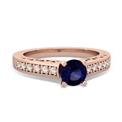 Sapphire Art Deco Engagement 5Mm Round 14K Rose Gold ring R26355RD