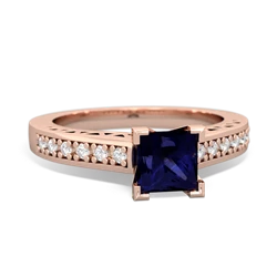 Sapphire Art Deco Engagement 5Mm Square 14K Rose Gold ring R26355SQ