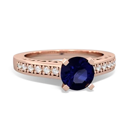 Sapphire Art Deco Engagement 6Mm Round 14K Rose Gold ring R26356RD