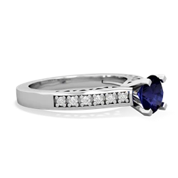 Sapphire Art Deco Engagement 6Mm Round 14K White Gold ring R26356RD