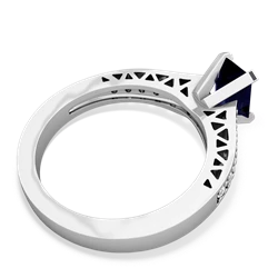 Sapphire Art Deco Engagement 7X5mm Emerald-Cut 14K White Gold ring R26357EM