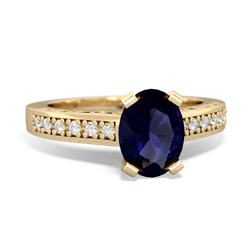 Sapphire Art Deco Engagement 8X6mm Oval 14K Yellow Gold ring R26358VL
