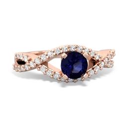 Sapphire Diamond Twist 5Mm Round Engagment  14K Rose Gold ring R26405RD