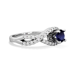 Sapphire Diamond Twist 5Mm Round Engagment  14K White Gold ring R26405RD