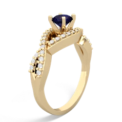 Sapphire Diamond Twist 5Mm Round Engagment  14K Yellow Gold ring R26405RD