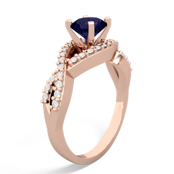 Sapphire Diamond Twist 6Mm Round Engagment  14K Rose Gold ring R26406RD