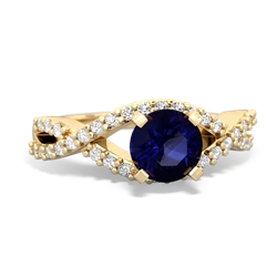Sapphire Diamond Twist 6Mm Round Engagment  14K Yellow Gold ring R26406RD