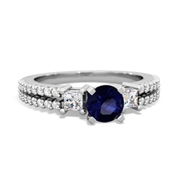 Sapphire Classic 5Mm Round Engagement 14K White Gold ring R26435RD
