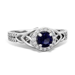 Sapphire Celtic Knot Halo 14K White Gold ring R26445RH