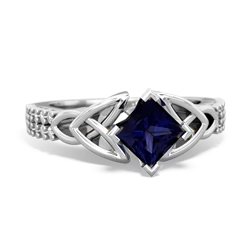 Sapphire Celtic Knot 5Mm Square Engagement 14K White Gold ring R26445SQ