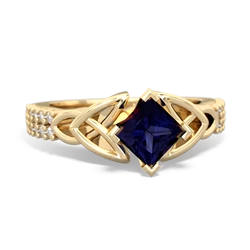 Sapphire Celtic Knot 5Mm Square Engagement 14K Yellow Gold ring R26445SQ
