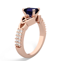 Sapphire Celtic Knot 7X5 Emerald-Cut Engagement 14K Rose Gold ring R26447EM