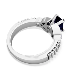 Sapphire Celtic Knot 7X5 Emerald-Cut Engagement 14K White Gold ring R26447EM