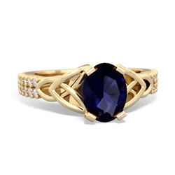 Sapphire Celtic Knot 8X6 Oval Engagement 14K Yellow Gold ring R26448VL