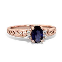 Sapphire Filligree Scroll Oval 14K Rose Gold ring R0812