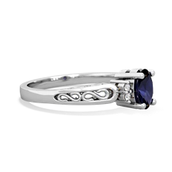 Sapphire Filligree Scroll Oval 14K White Gold ring R0812