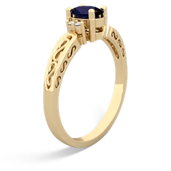 Sapphire Filligree Scroll Oval 14K Yellow Gold ring R0812