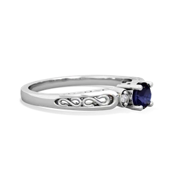Sapphire Filligree Scroll Round 14K White Gold ring R0829