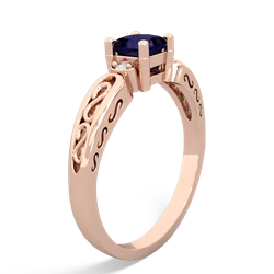 Sapphire Filligree Scroll Square 14K Rose Gold ring R2430