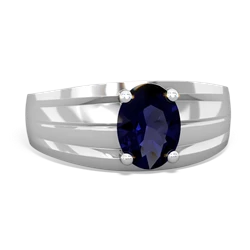 Sapphire Men's Two Lane 14K White Gold ring R0363