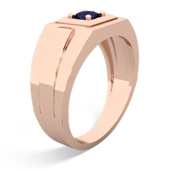 Sapphire Men's Squared Circle 14K Rose Gold ring R0480