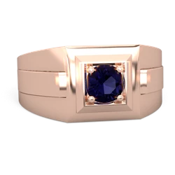 Sapphire Men's Squared Circle 14K Rose Gold ring R0480