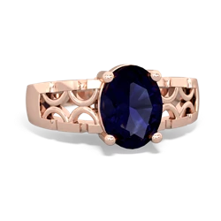 Sapphire Art Deco Filigree 14K Rose Gold ring R2322