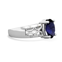 Sapphire Art Deco Filigree 14K White Gold ring R2322