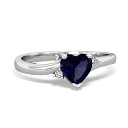 Sapphire Delicate Heart 14K White Gold ring R0203
