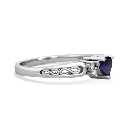 Sapphire Filligree Scroll Heart 14K White Gold ring R2429