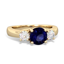 Sapphire Diamond Three Stone Round Trellis 14K Yellow Gold ring R4018