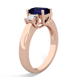 Sapphire Diamond Three Stone Emerald-Cut Trellis 14K Rose Gold ring R4021