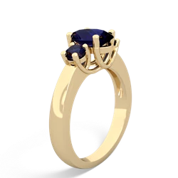 Sapphire Three Stone Oval Trellis 14K Yellow Gold ring R4024