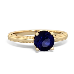 Sapphire Milgrain Filigree 14K Yellow Gold ring R5090