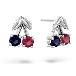 Sapphire Sweet Cherries 14K White Gold earrings E7001