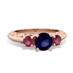 Sapphire Art Deco Eternal Embrace Engagement 14K Rose Gold ring C2003